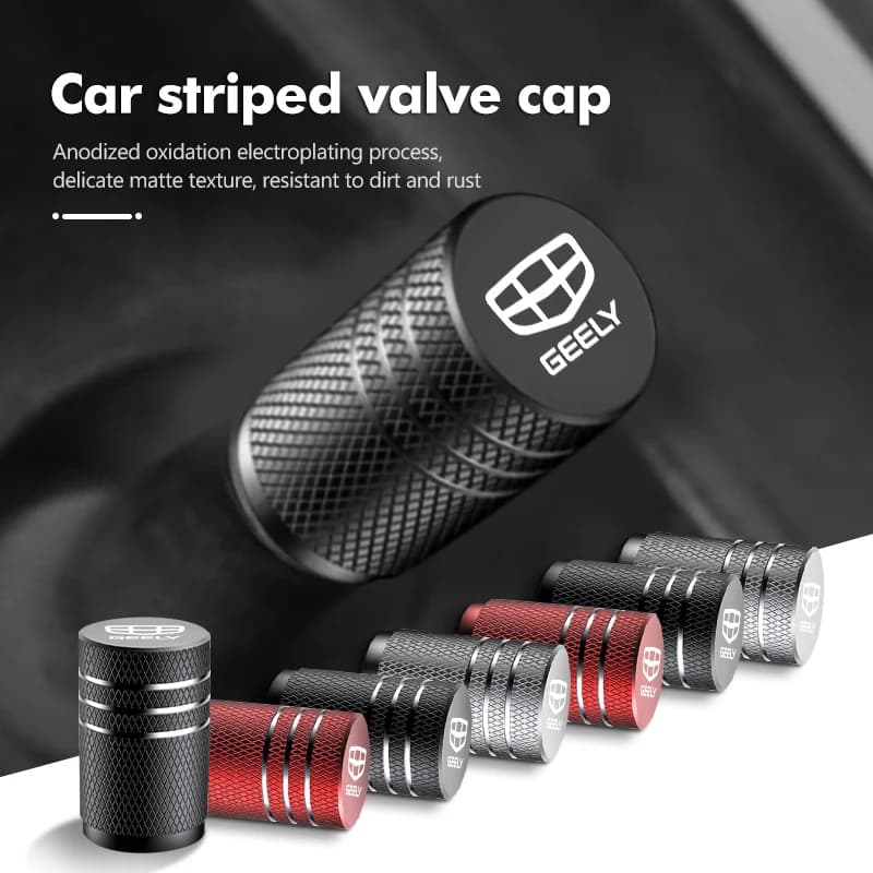 Per Geely: Set di 4 Tappi Antipolvere per Valvole Pneumatici Auto, Compatibili con Manjaro, Coolray, GX3, Geometry C, Emgrand, Atlas, Tugella