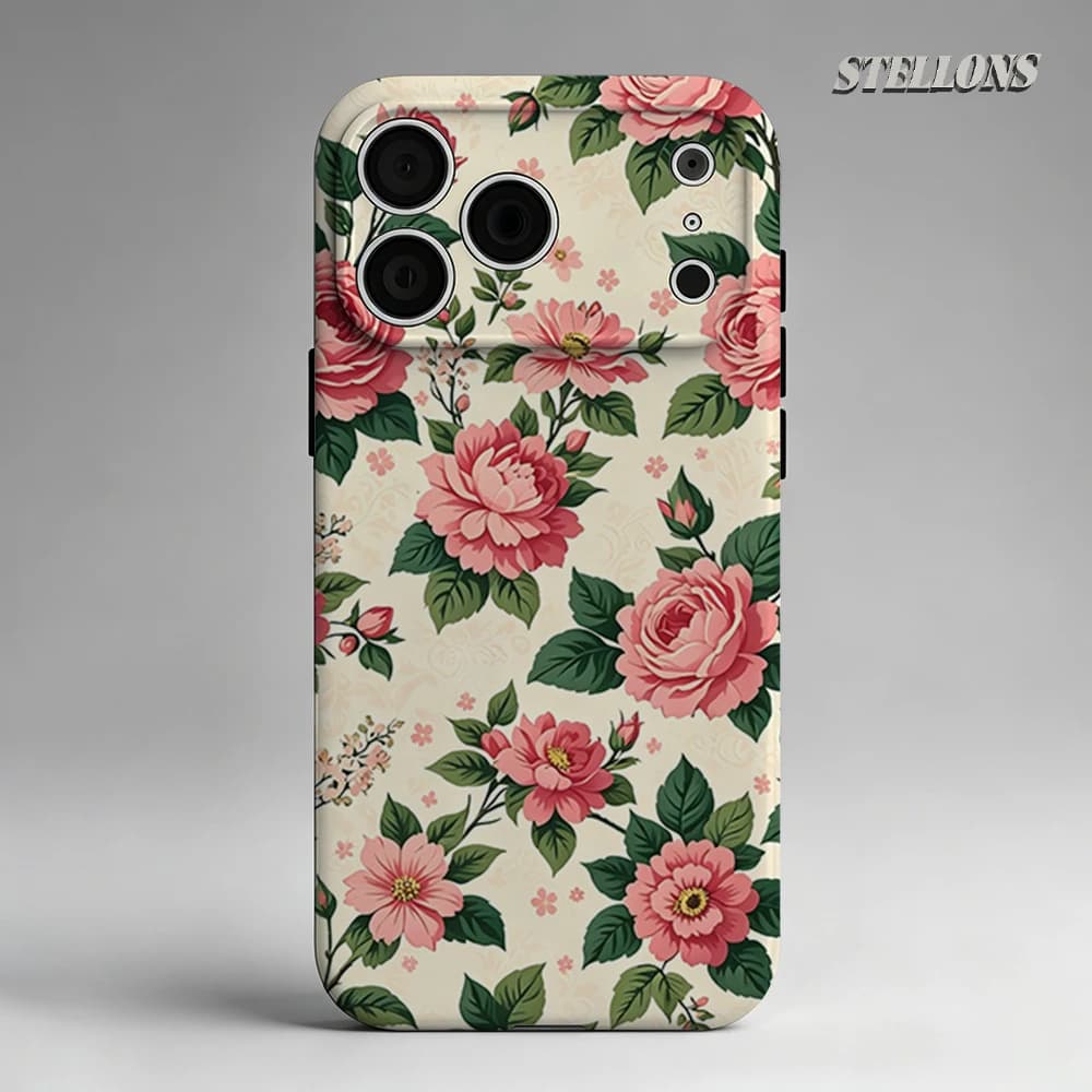 Custodia per telefono vintage rosa con rose, magnetica, per iPhone 17 16 15 14 13 Pro Max Plus, a strato singolo o doppio, resistente