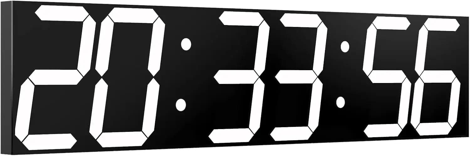 Orologio da Parete Digitale LED 27" con Dimmer Automatico, Telecomando, Timer Conto alla Rovescia, Display Data e Temperatura
