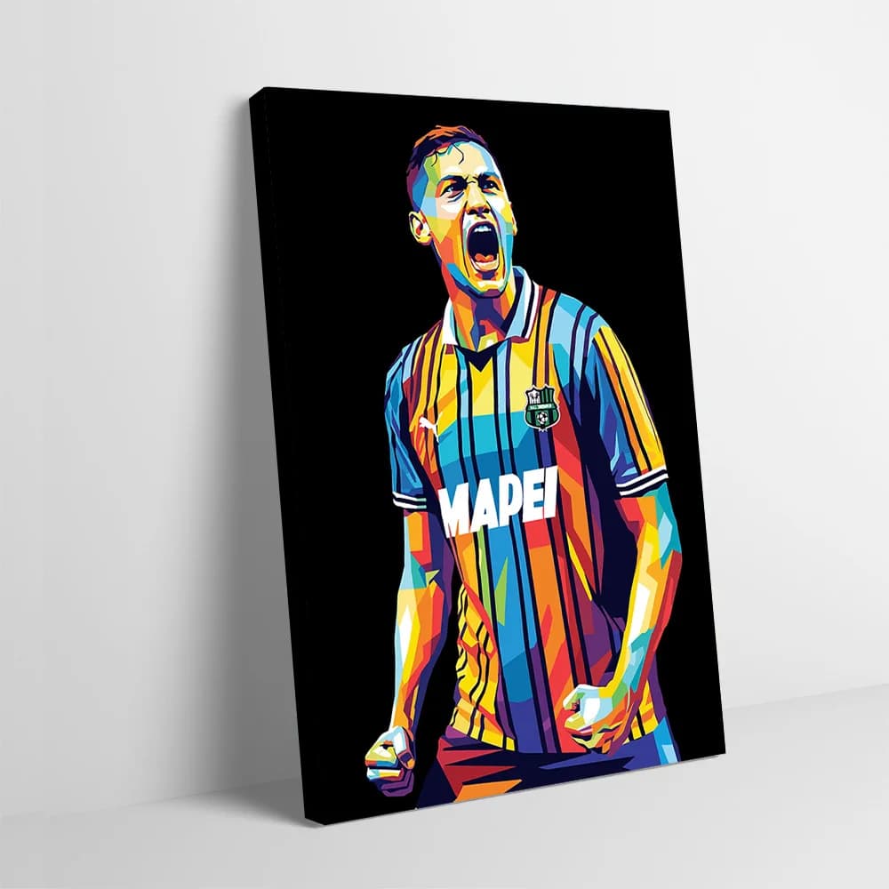 Poster Pop Art Personalizzabile con Giocatori di Calcio in Celebrazione, Stampa su Tela per Decorazione Murale, Arredamento Casa e Ornamenti per Stanze