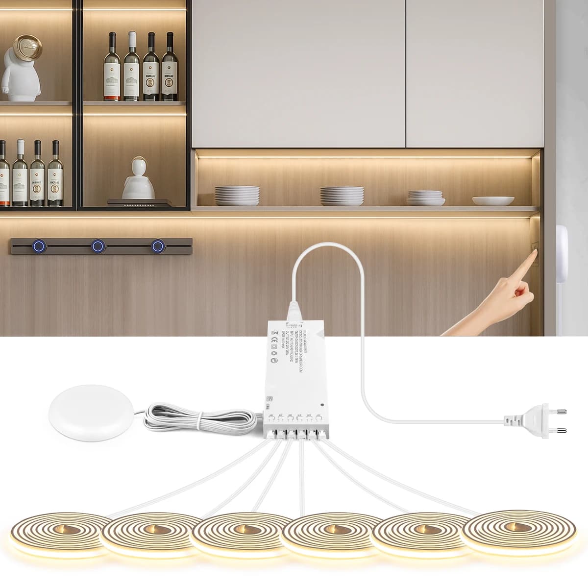 Touch dimmerabile sotto il ripiano dell'armadio Luce a LED Nastro al neon FCOB in silicone premium per la decorazione del pannello acustico della parete di sfondo della TV