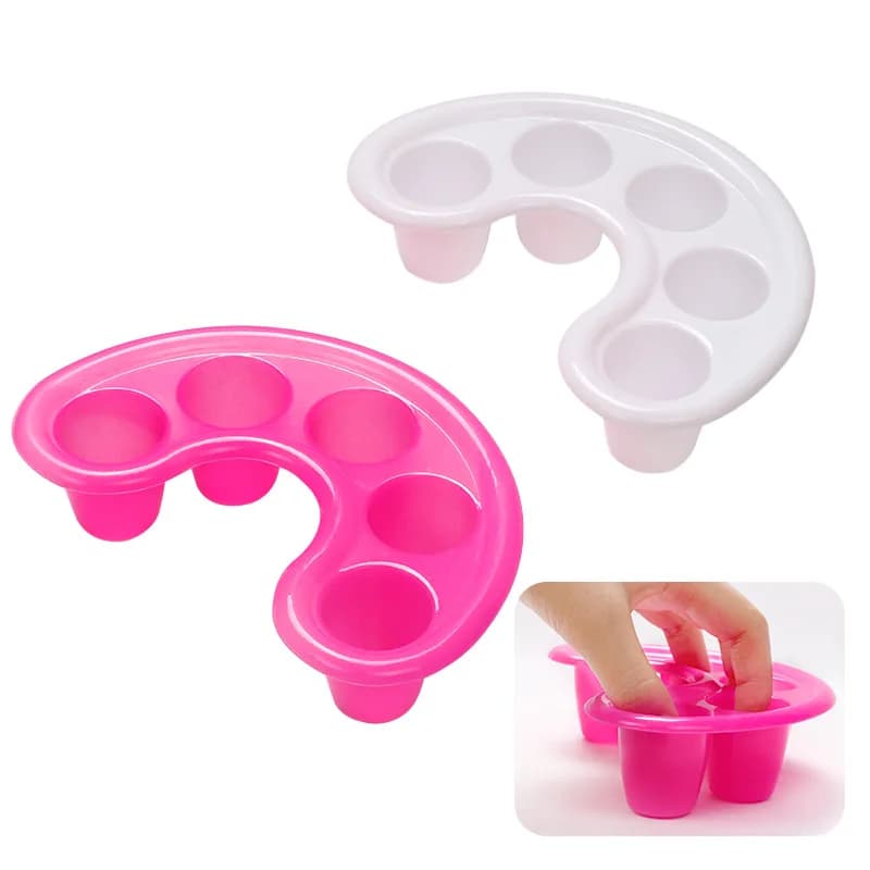 2 pz/lotto Hand Finger Wash Bowl Nail Art Cleaning Gel UV Polish Remover vassoio a cinque fori Nail Spa Bath Manicure Tool