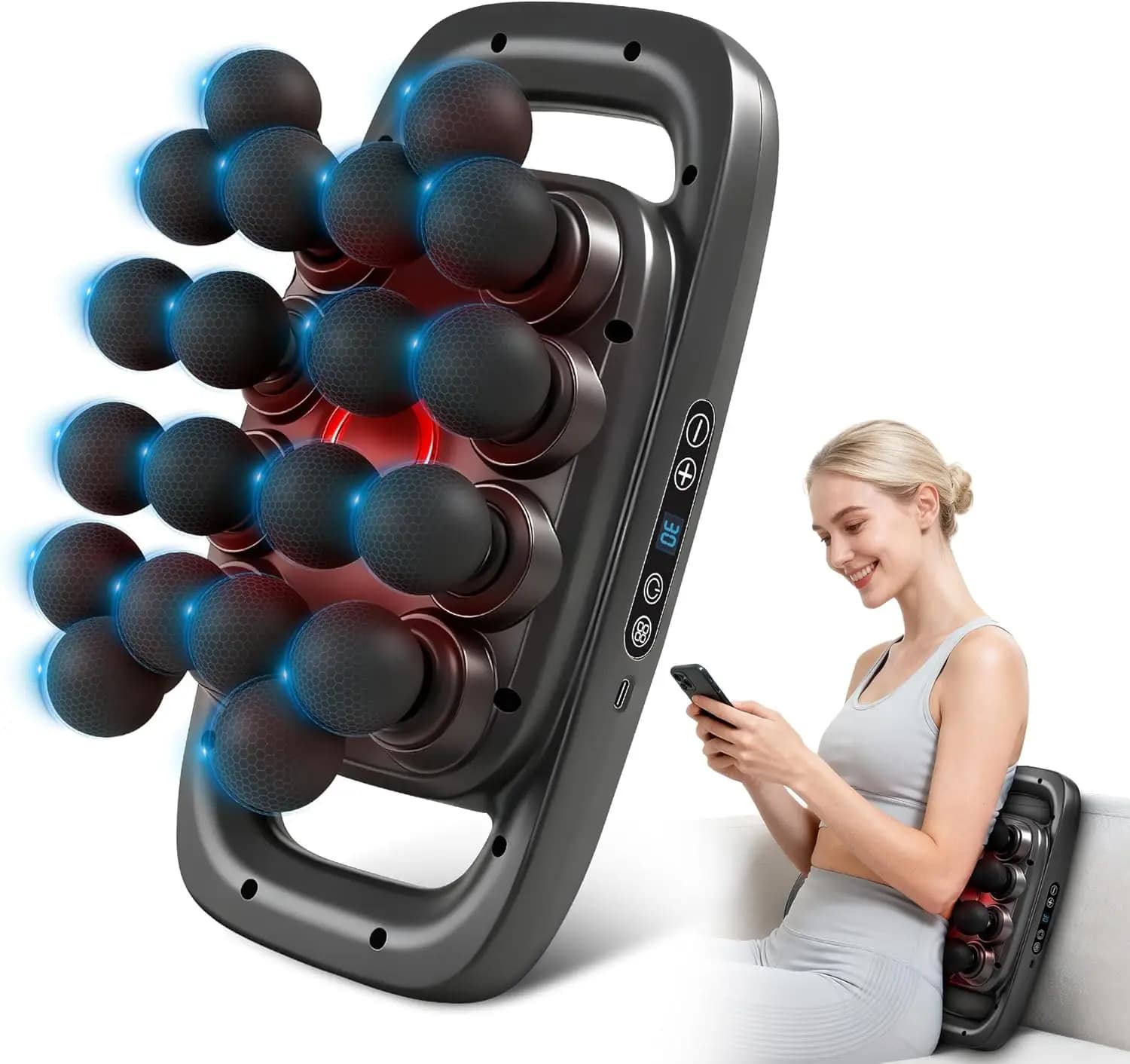 Massage Gun for Textiles Deep, 99 Speed, Silent, Electric, Portable, with 20 Heads for Gym, Office, Home, Post-Animation