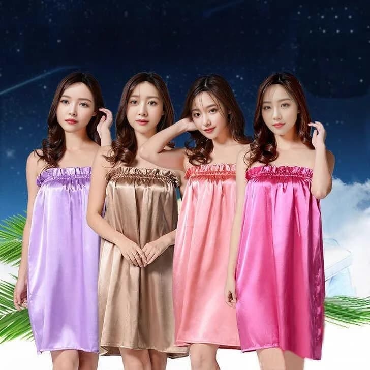 Accappatoio da Salone di Bellezza per Donna, Abbigliamento per Sauna, Vestaglia Avvolgente, Pigiama Primaverile ed Estivo, Asciugamano per Spa, Tessuto in Fibre Miste
