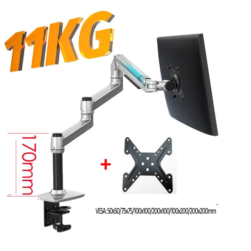 DL-8013 Mechanical Spring 3-11kg 3 Long Arm Clamp Grommet 100x100 75x75 Notebook Table Mount 17'-38' Monitor Desktop Stand