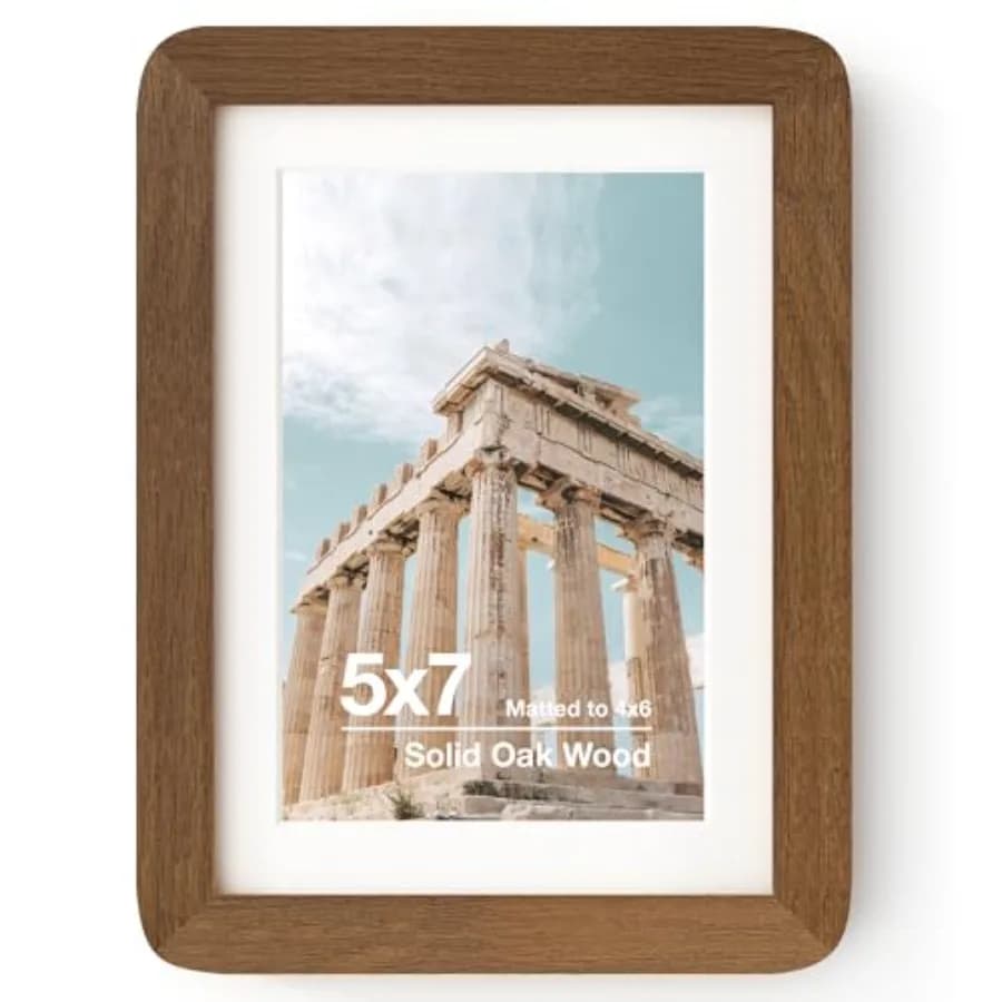 5x7 Solid Wood Photo Frame 5x7 Picture Frame With Mat For 4x6 Plexiglas And Hanging Hardware Included Wood 1 Pack