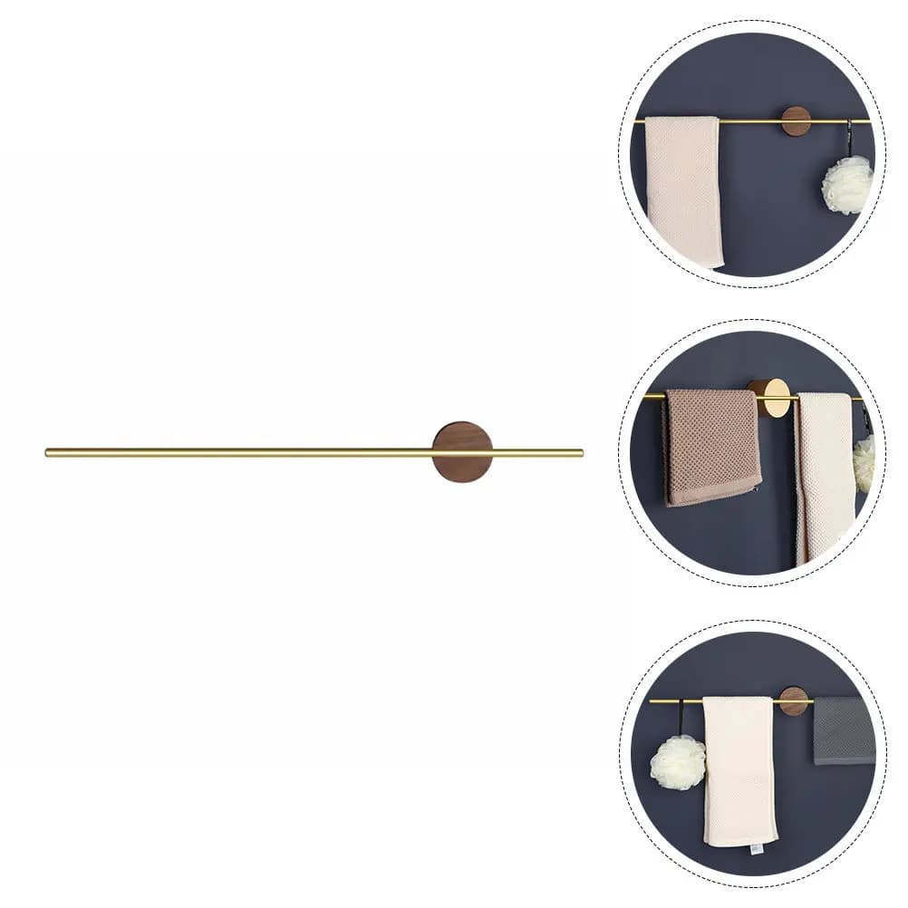 1 Pezzo Portasciugamani in Legno Senza Foratura, Organizzatore da Bagno Adesivo Forte da Parete, Asta Portasciugamani