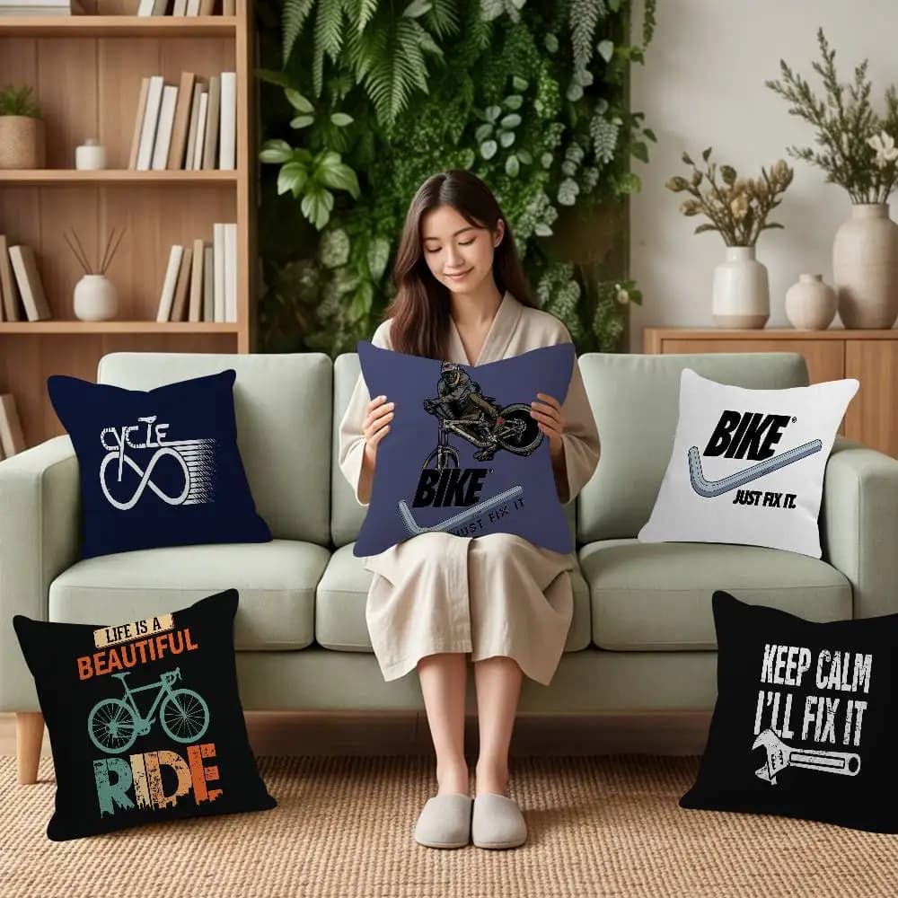 Bike Just Fix It Pillow Case For Home Bedroom Car Office Decoration Living Room Sofa Cushion Cover Suitable