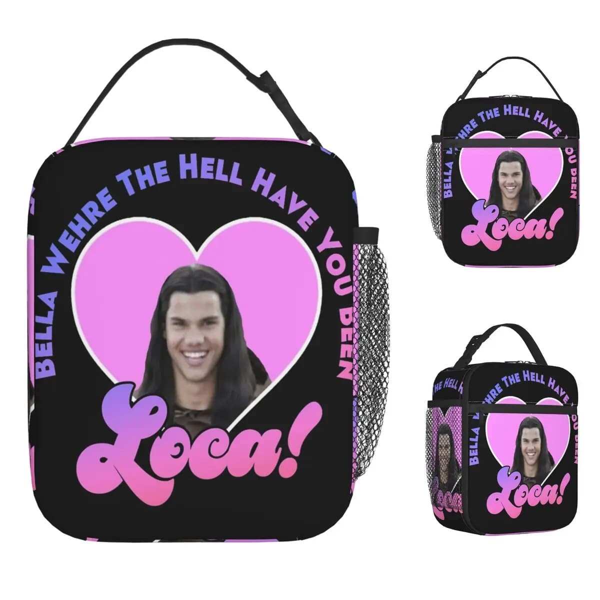 Jacob Twilight Bella Dov'enferno Hai stato Loca Borsa per il pranzo Borsa per il pranzo Borsa termica portatile per la scuola