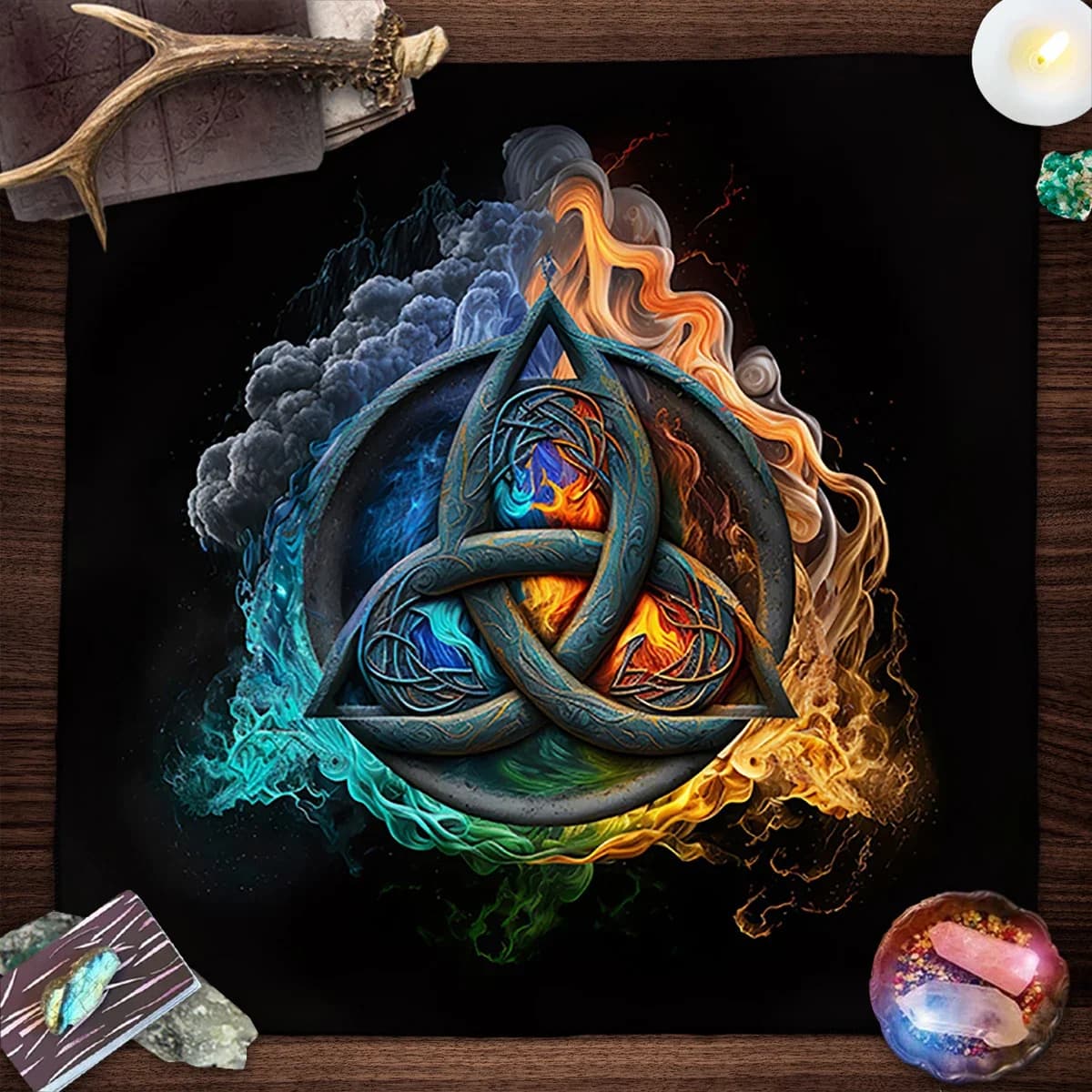 Mystical Celtic Knot Tarot Tablecloth Altar Cloth Colorful Tarot Mat Witchcraft Divination Cloth Oracle Card Pad Home Deome Deco