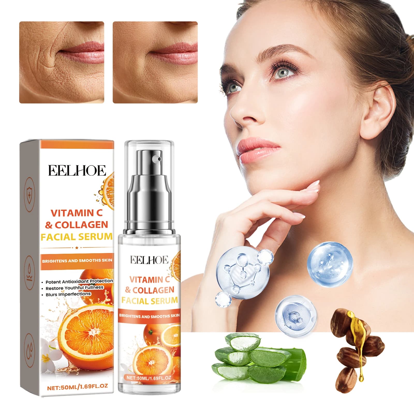 Serum to vitamin C Jojoba Oil Serum Skin Scenting to collagen face Lightens melanin Moisturizing products for facial skin care
