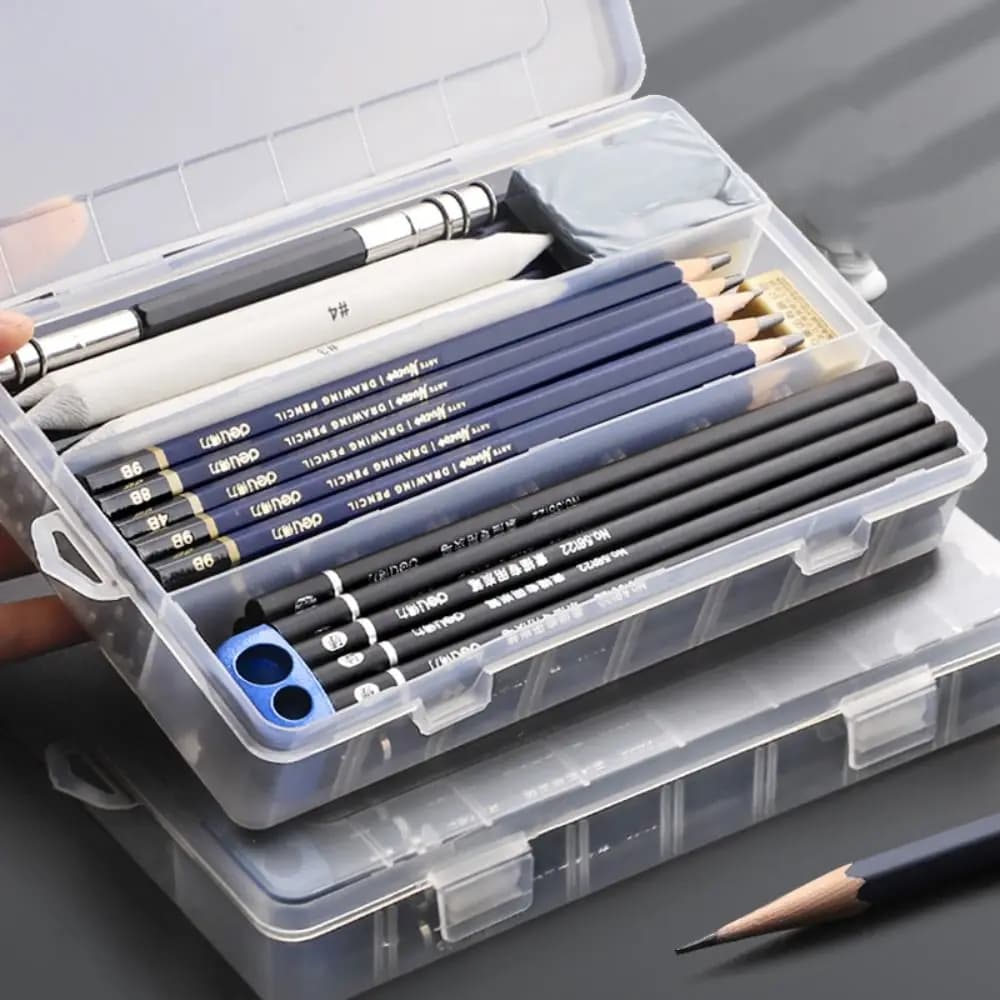 Large capacity pencil pencil holder artistic supplies for cartoons Storage PP box for transparent pens organizer of creative stationery