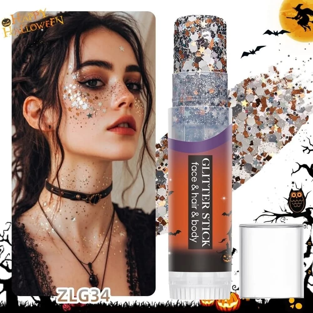 Gel Texture Body Art Glitter Stick Flash Effect Multi-Purpose Facial Eyeshadow Stick Sequin Water-Resistant