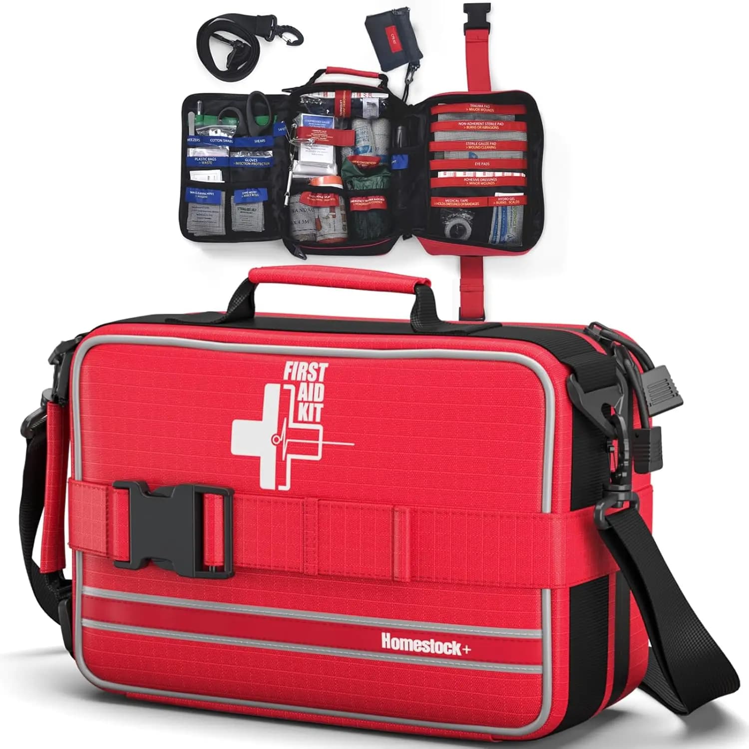 Kit di Pronto Soccorso Completo con Scomparti Etichettati per Auto, Casa, Ufficio, Escursionismo, Campeggio, Viaggi - 324 Pezzi