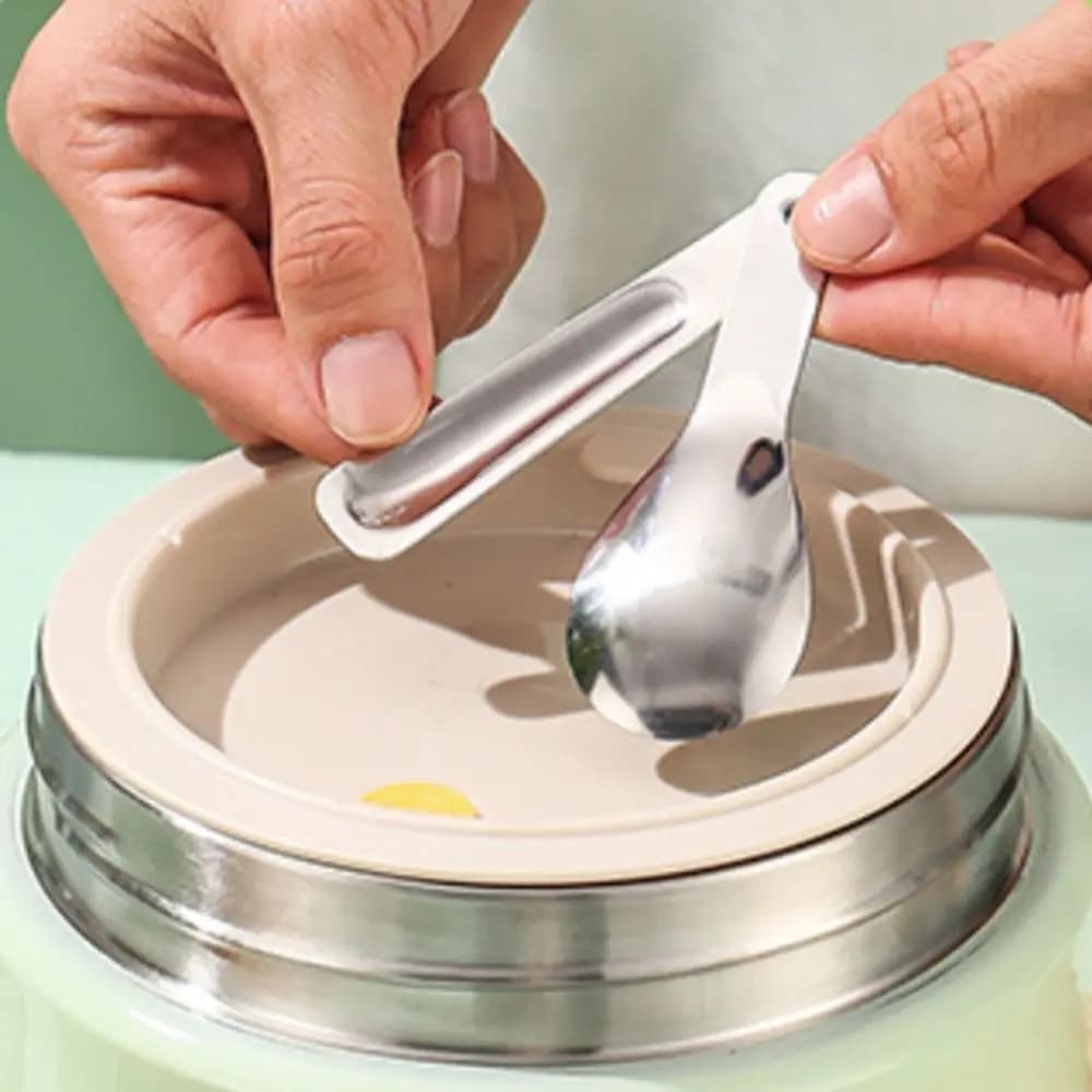 Contenitore Termico per Pranzo a Doppio Strato con Cucchiaio, Thermos in Acciaio Inox 304, Barattolo per Alimenti Sigillato e Impermeabile, Lunch Box per Lavoratori d'Ufficio