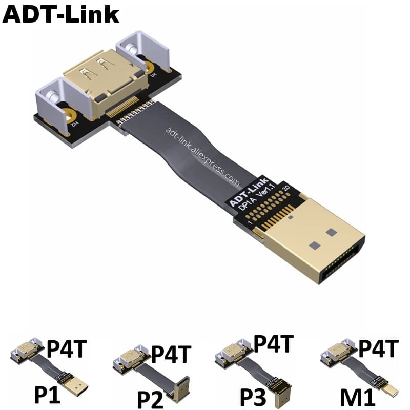 DisplayPort Nastro Cavo di Estensione Maschio-Femmina Cavo FPC Piatto schermatura EMI DP 90 gradi Connettore Ad Angolo Con staffa di montaggio