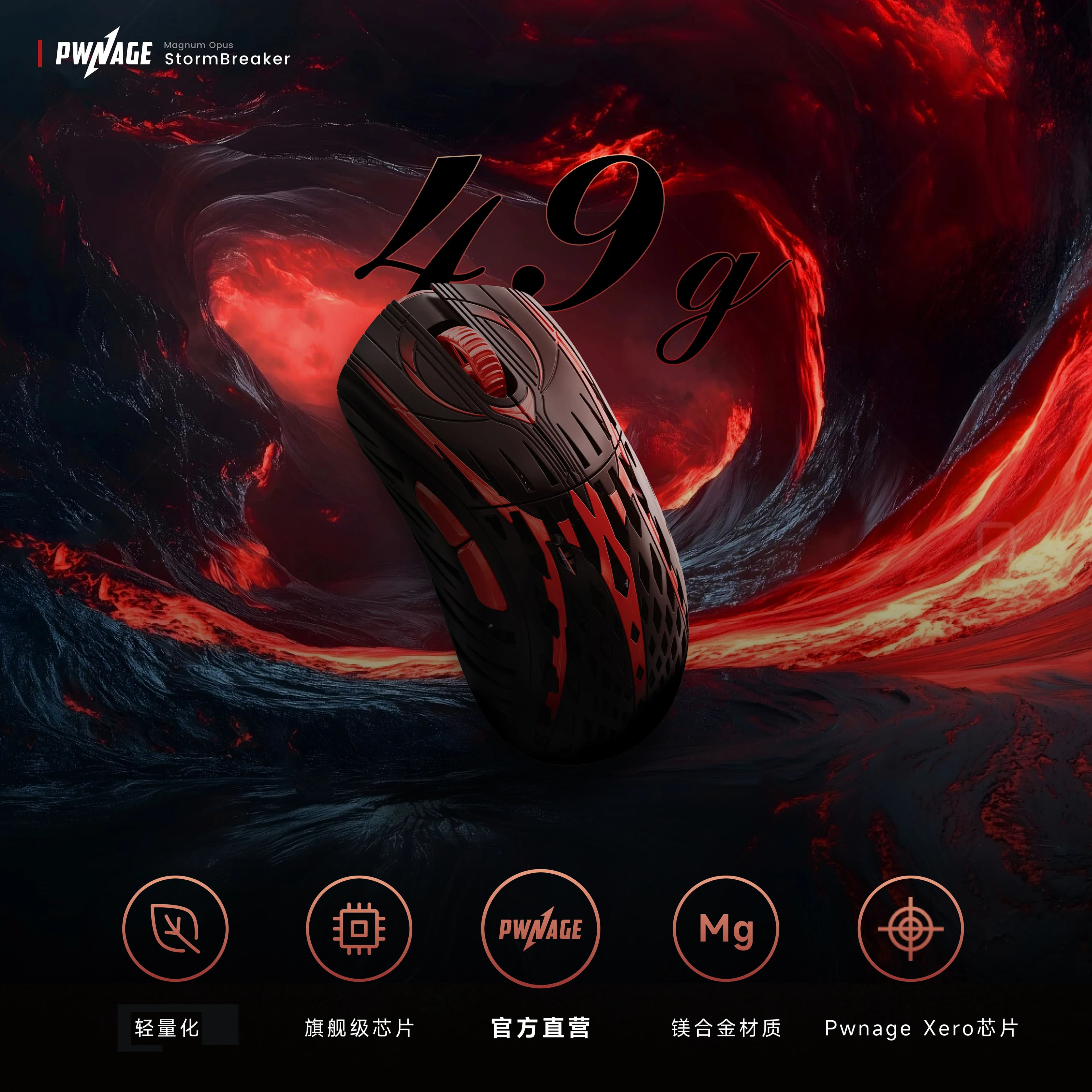 Mouse da Gaming Pwnage StormBreaker con Sensore PAW3950 PAW3395, Polling Rate 8k, Mouse in Lega Mg-Al