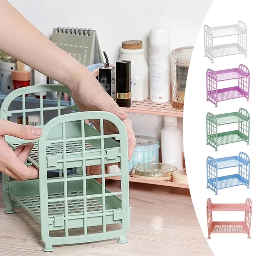 Scaffale portaoggetti da tavolo Scaffale organizer Scaffale portaoggetti pieghevole in plastica Articoli vari Cosmetici Scaffale per cancelleria per dormitorio dell'ufficio domestico