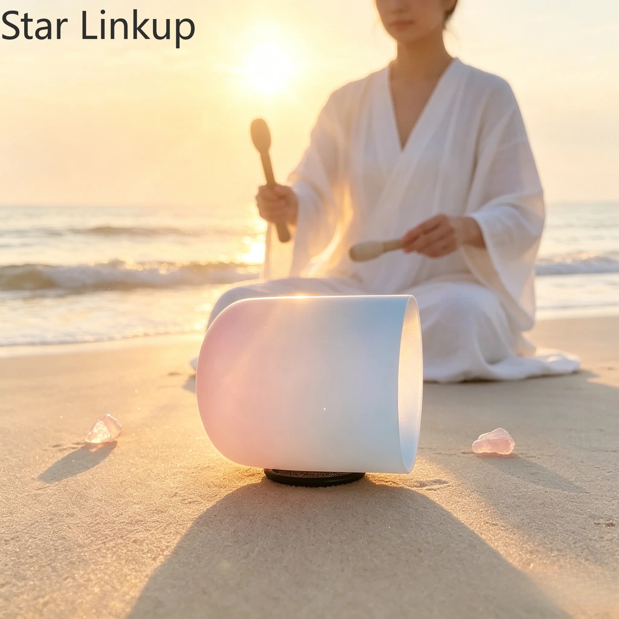 Star Linkup Pink Blue Rainbow 6 Inch Crystal Singing Bowl 432Hz & 440Hz Tuned, Tibetan Resonance Sound Bowl for Chakra Balance, Anxiety Relief & Daily Relaxation Practice