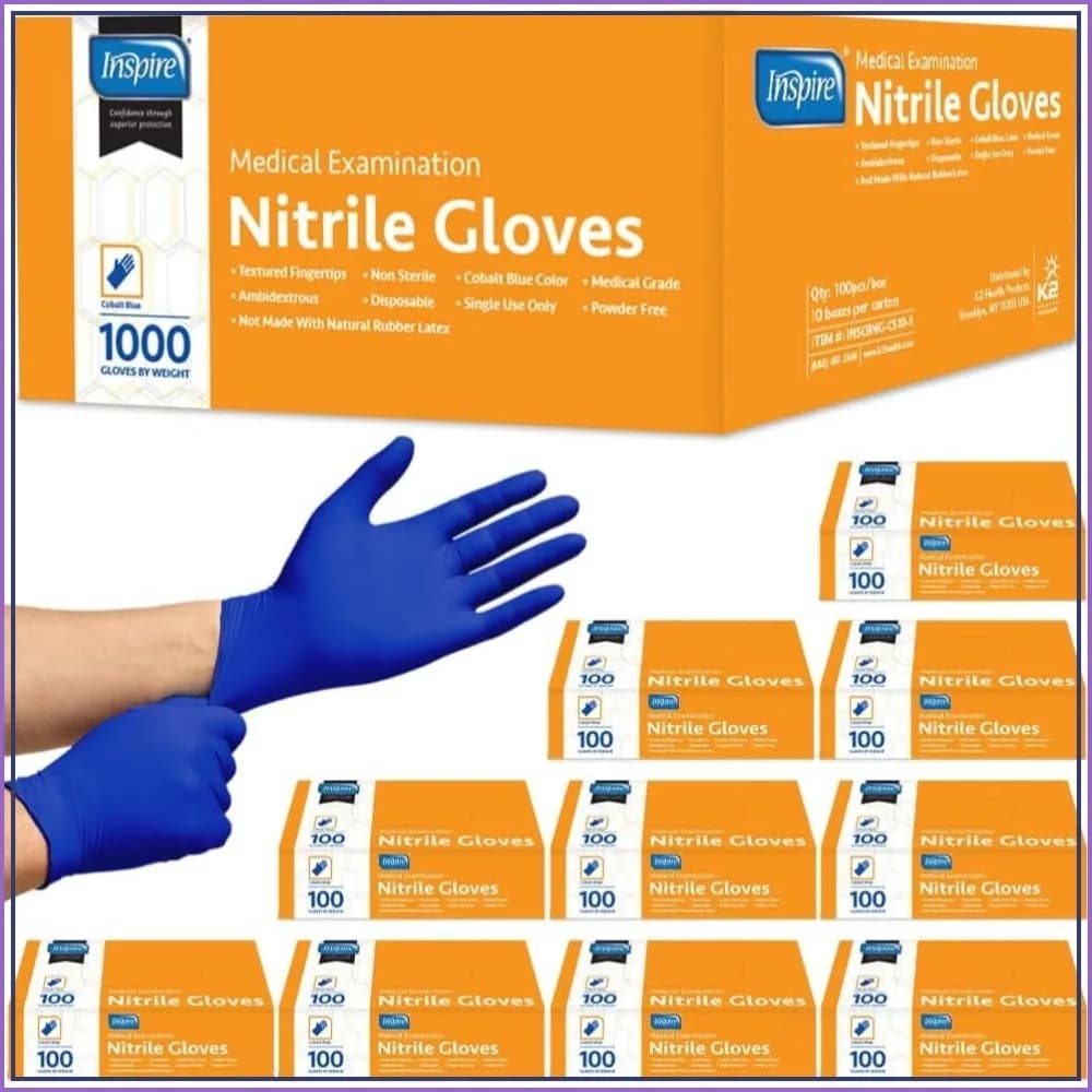 Stretch Nitrile Exam Gloves | Cobalt Blue | 4.5 Mil | Disposable Latex Free Medical EMT