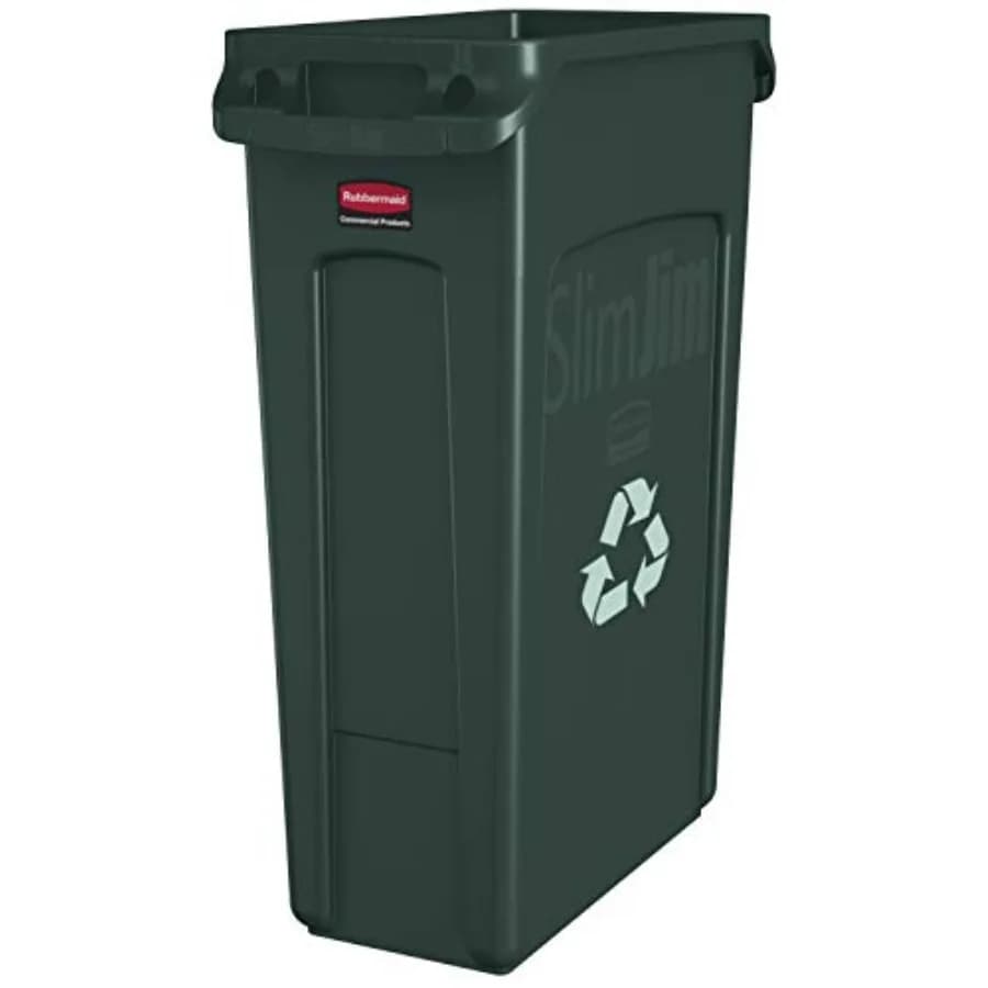 Contenitore per Riciclaggio/Compostaggio Rettangolare in Plastica Slim Jim con Canali di Ventilazione FG354007GRN