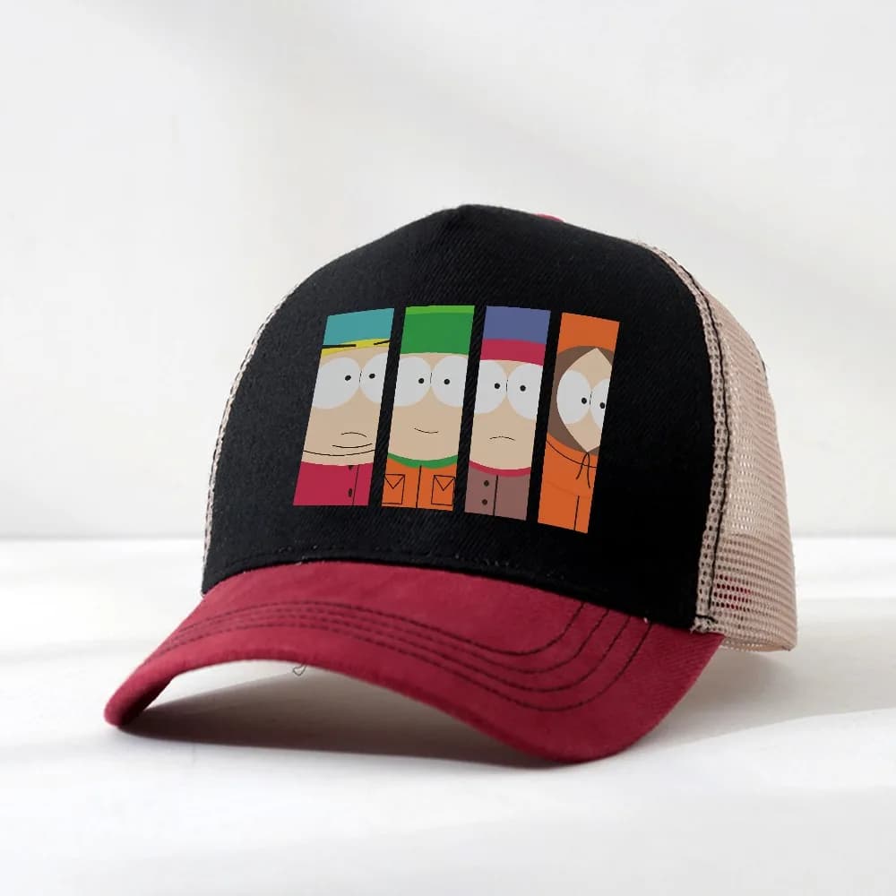 Cappello Crazy South Park per uomo e donna, divertente cappello da baseball con cartoni animati, simpatico e divertente, cappello estivo in rete traspirante con chiusura snapback