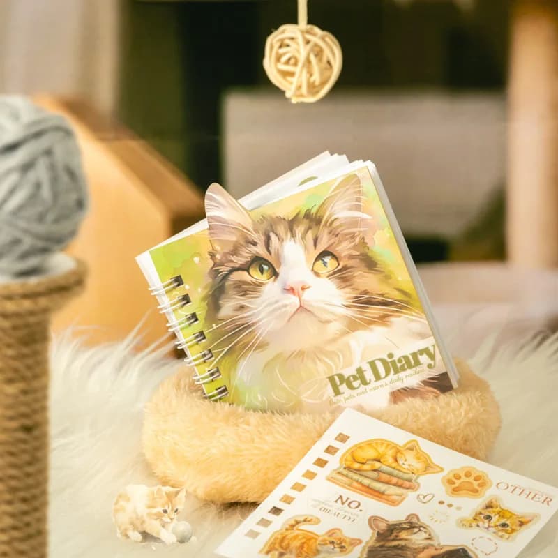 1 confezione da 20 fogli Confezione di adesivi serie diario Adesivi a spirale a forma strana con tema animali domestici per quaderni, pianificatori e scrapbooking