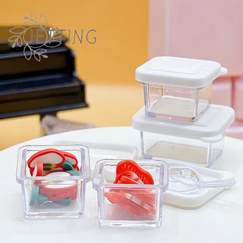 (SMTGDP11) 1 Set Scatola Pranzo per Casa delle Bambole 1/12, Contenitore Bento con Paletta, Modello Miniatura per Decorazione Cucina Casa delle Bambole, Scena Casa delle Bambole