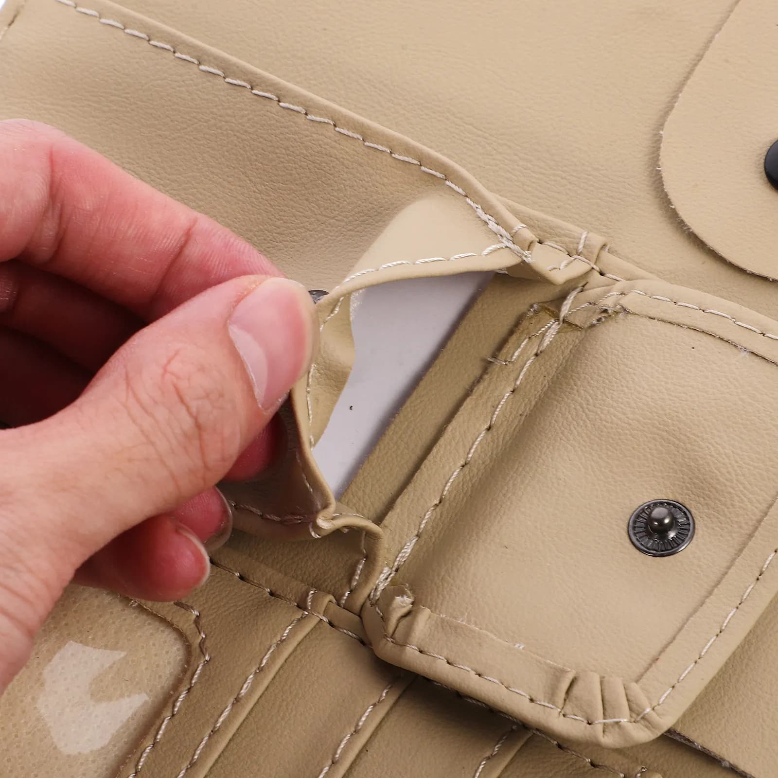 Porta CD per Auto, Organizzatore per Interni Auto e Camion, Tasca Portaoggetti Beige