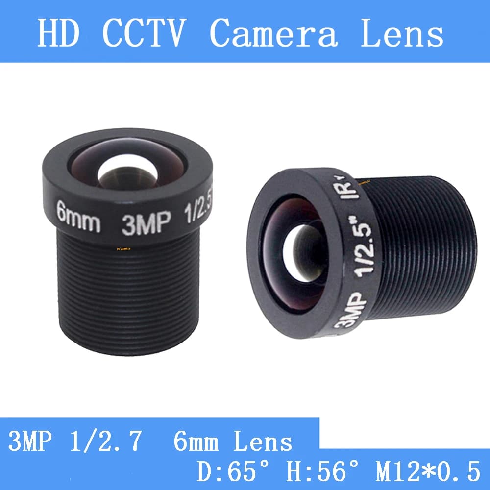 Obiettivo CCTV M12 da 3 MP HD a bassa distorsione da 6 mm per telecamera CCTV IP di sorveglianza di sicurezza con attacco MTV Full HD M12 * 0,5
