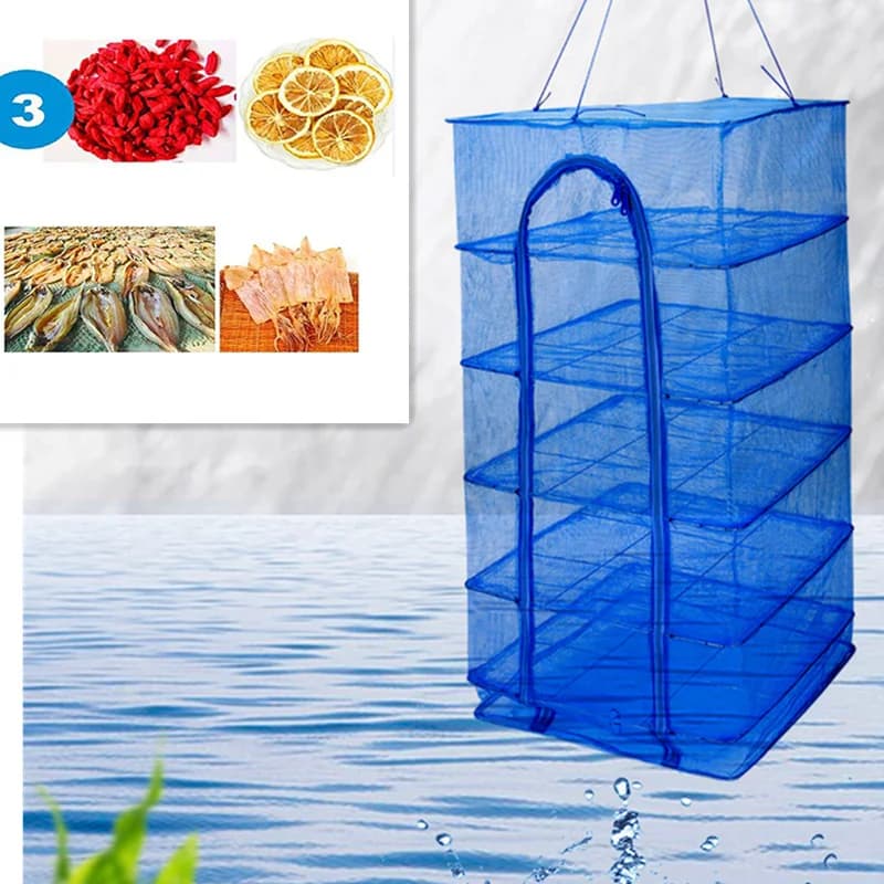 Cesto Scolapiatti a 4 Strati Pieghevole per Pesce, Verdure, Piante e Fiori - Rete a Maglie per Essiccazione e Organizzazione