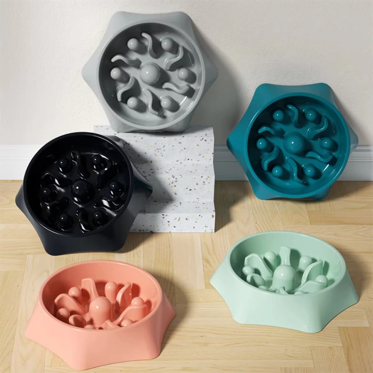 1PC Slow food bowl anti tipping pet supplies anti suffocation feeding dog bowl cat bowl multi-color optional
