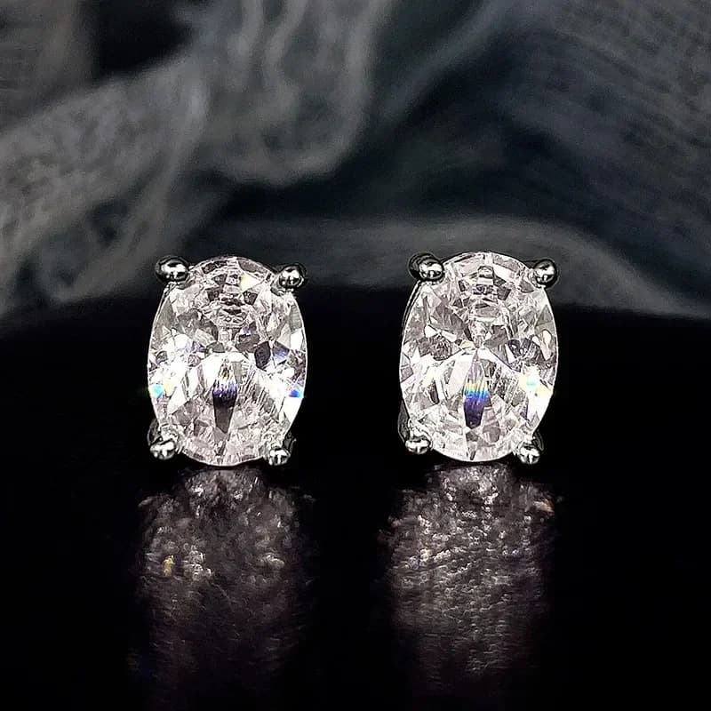 Orecchini a Perno Ovali con Zirconia Cubica, Gioielli Minimalisti Discreti, Accessori per Orecchie da Indossare Ogni Giorno per Donne, Ragazze e Adolescenti