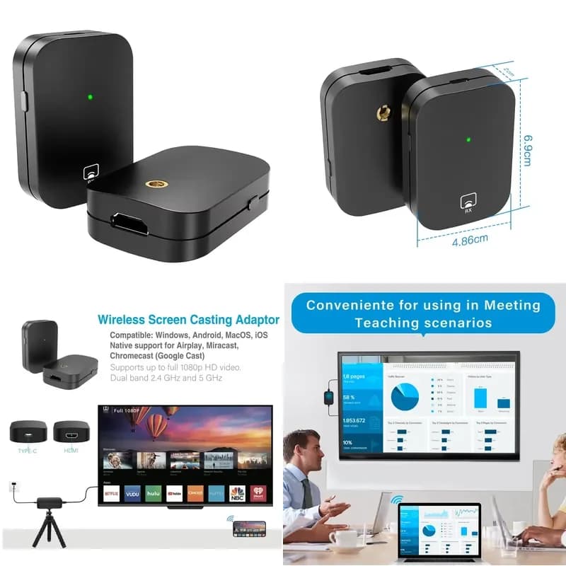 Wireless Display Adapter 1080P Full HD Screen Mirroring Dongle for AirPlay Miracast Chromecast TV Projector Easy