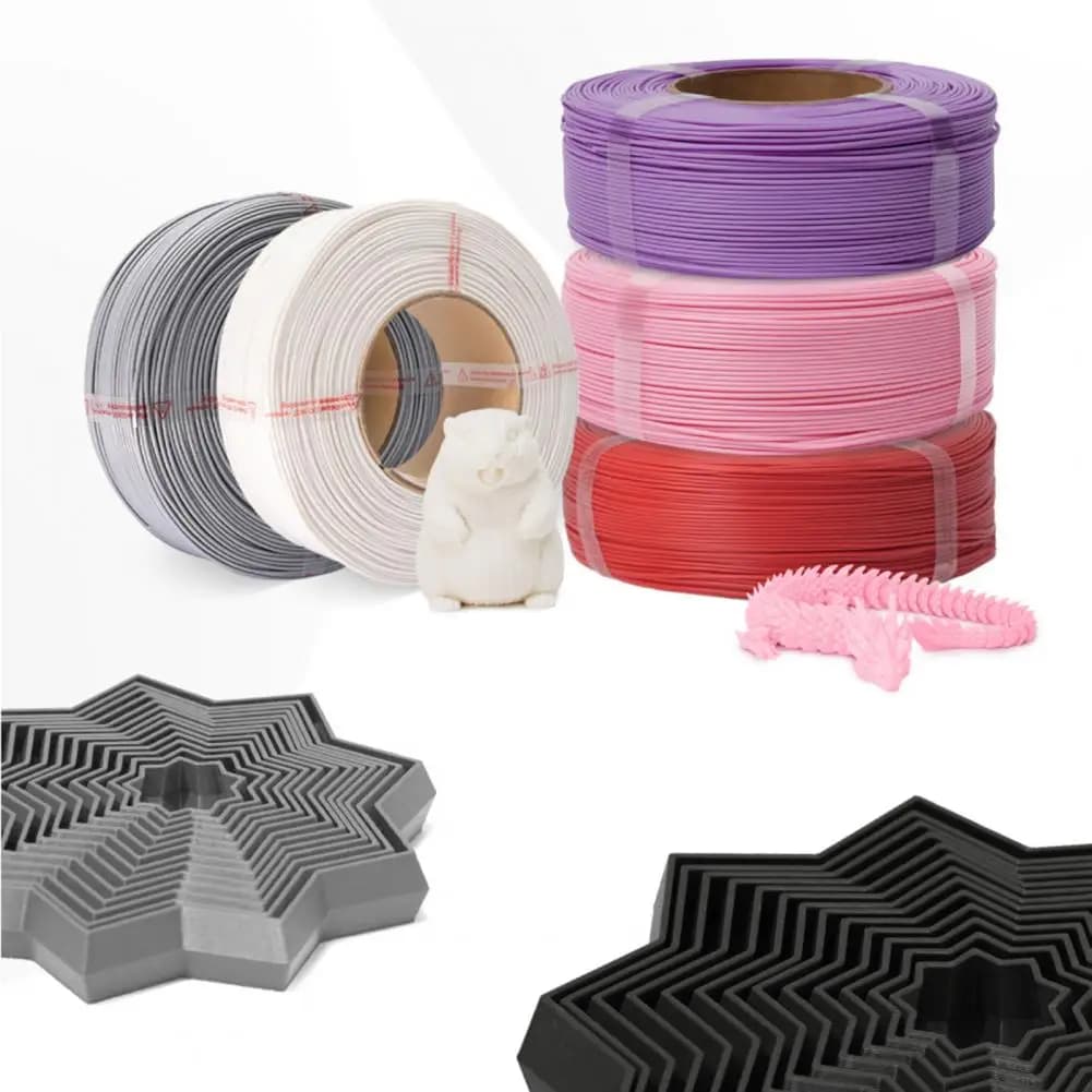 Matte PLA 3D Printer Filament, Spoolless 3D Printing Filament, 1Kg 1.75mm Filament Roll Compatible with Most 3D Printers