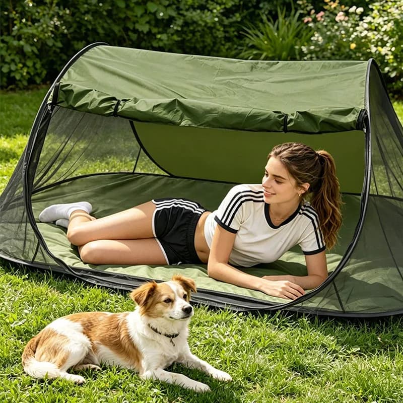 New-style Portable Mosquito Net Tent Pop Up Installation-free Outdoor Dark Green Camping Sunshade Tent