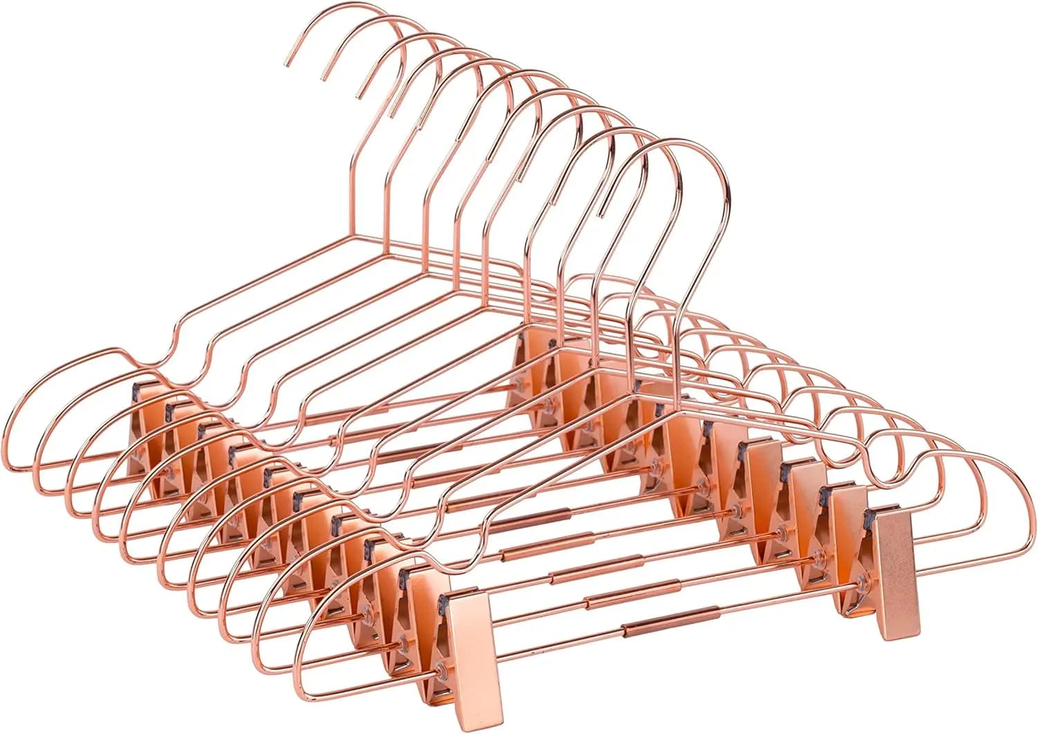Pack of 25 Adjustable Metal Hangers, Polished Wire Color Rose Gold Copper for Shirts and Coats, for Conservation and Exhibition