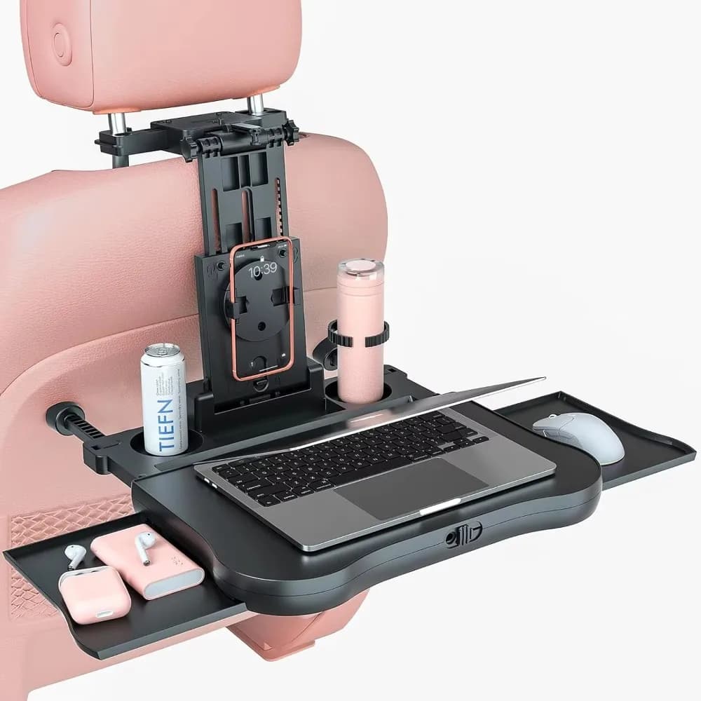2026 New Expandable Car Backseat Desk with Non Slip Pad Device Holder for Laptop Dining Work Eating Auto Accessories