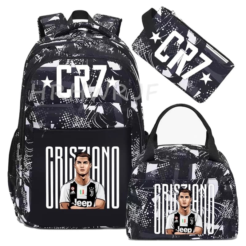 Football CR7 Backpacks Print 3Pcs/set Camouflage School Bags With Lunch Bag Hikking Boy Student Teens Rucksack Girl Casual