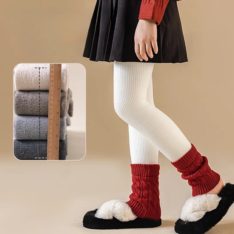 Leggings per ragazze ispessiti in pile invernale per bambini strisce verticali pantaloni termici in colore a contrasto