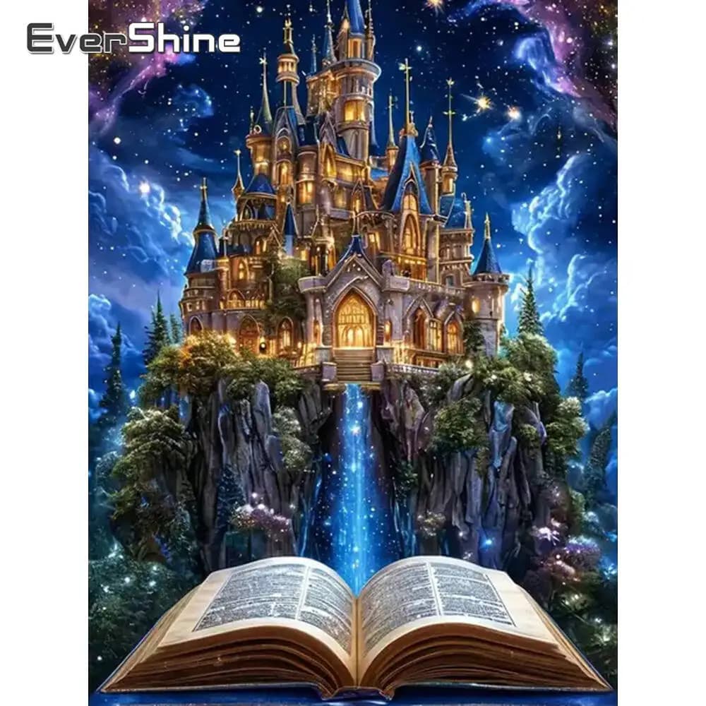 Evershine Diamond Embroidery Castle DIY Painting House Landscape Acrylic Craft Supplies Diamond Mosaic Book Child Hobby
