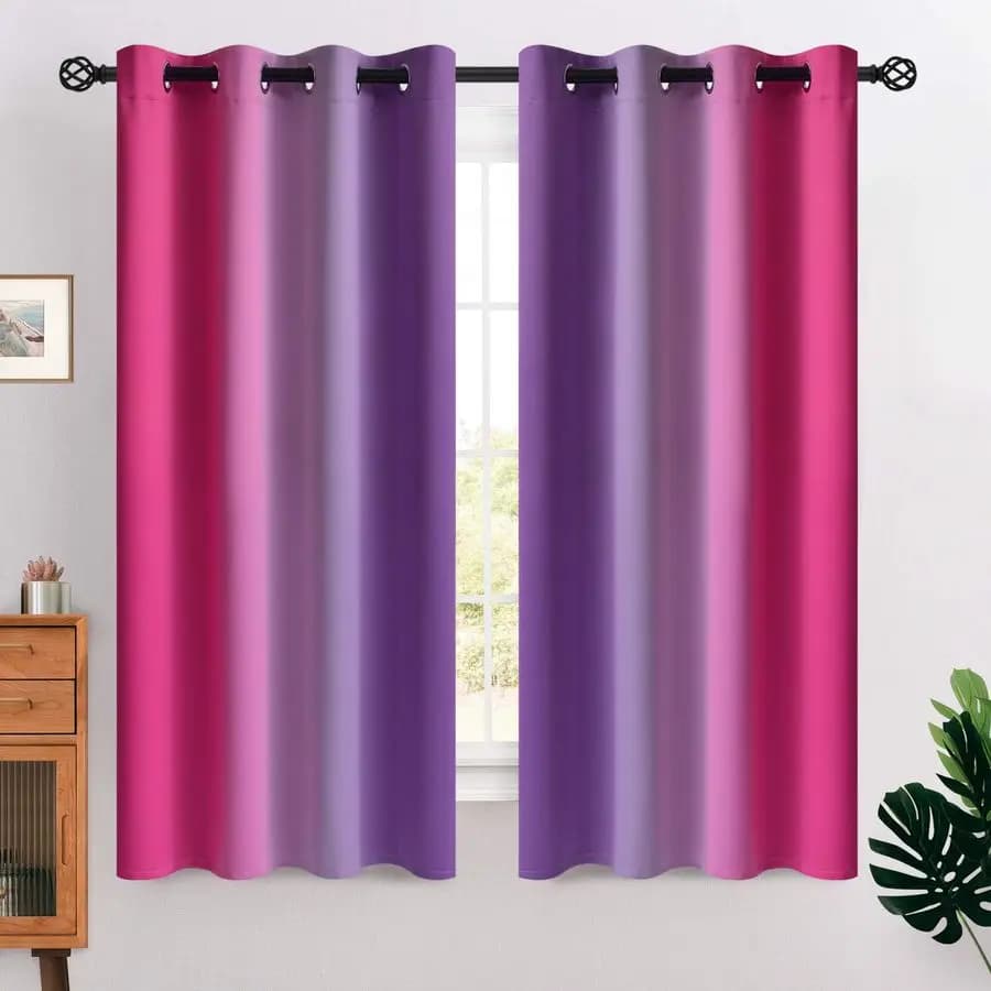 Dark Curtains Flame 160 cm for Bedrooms of Girls and Girls, in Blocca-Luce Polyester with Pink and Purple Gradient