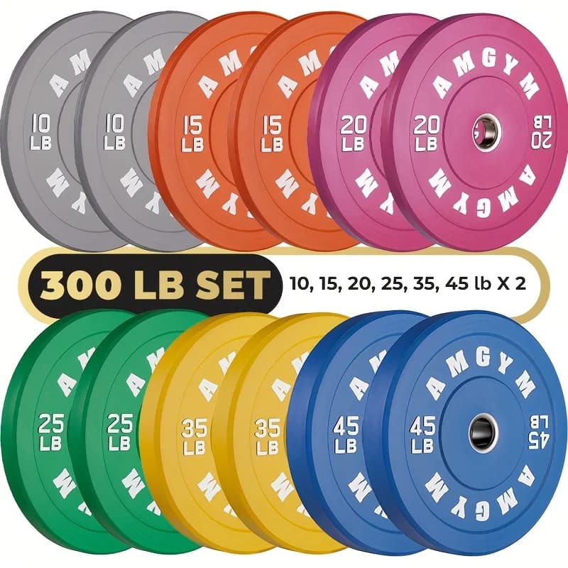 AMGYM Color Bumper Plate, Weights Plates, Bumper Weight Plate, Steel Insert, Strength Training