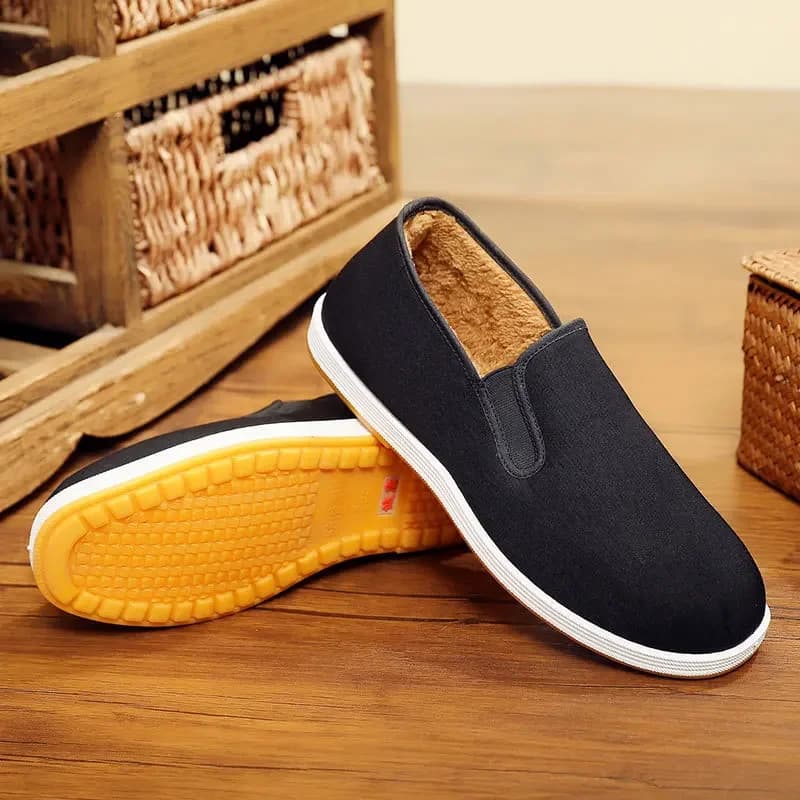 Nuove Scarpe Invernali da Uomo 2026 in Cashmere e Cotone con Suola in Tendine di Manzo Antiscivolo, Calde e Casual, Taglie Grandi 36-50