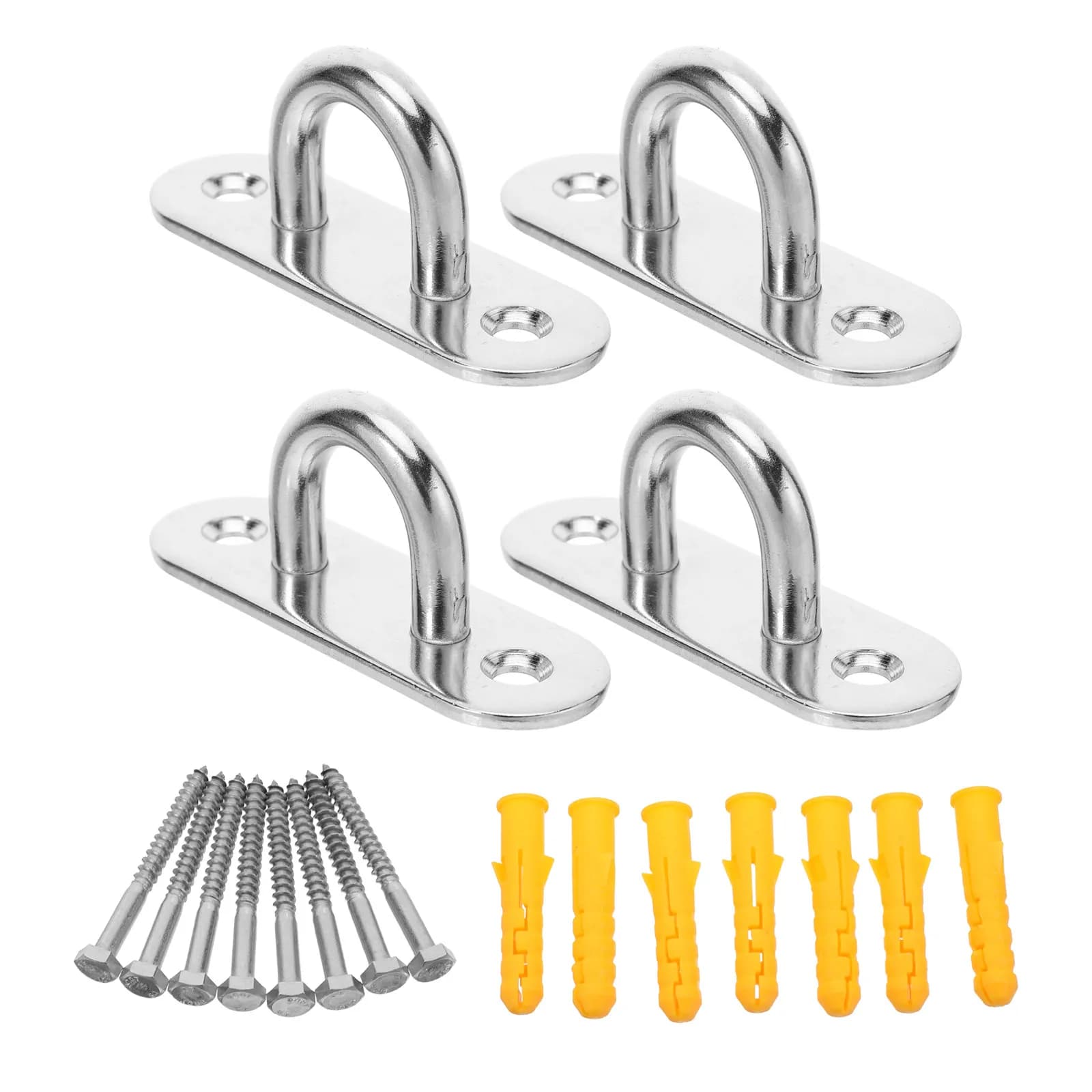 4 Set Ganci a Soffitto e a Parete M8 con Piastra a Occhiello in Acciaio Inossidabile, Ancoraggio Resistente per Altalene Yoga, Amache, Accessori per Barche
