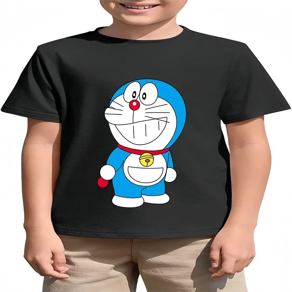 Maglietta in cotone Doraemon 2026 con stampa cartoon, estiva, alla moda, per bambini, in saldo