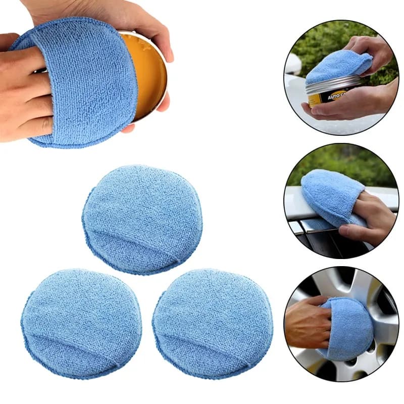 1/2/3Pcs 5 pollici Round Car Waxing Polish spugne microfibra Wax Applicator Pad con Finger Pocket Polish Pads strumenti per la pulizia dell'auto