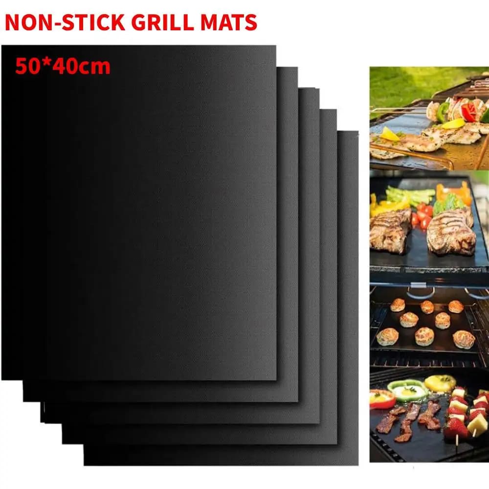 1-10Pcs Non-stick BBQ Grill Mat 50*40cm Baking Mat BBQ Tools Cooking Grilling Sheet Heat Resistance Easily Cleaned Kitchen Tool
