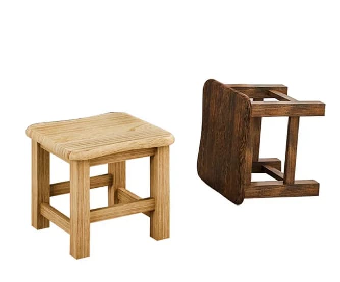 Solid Wood Square Stool Small Footrest for Entryway, Bathroom & Bedroom
