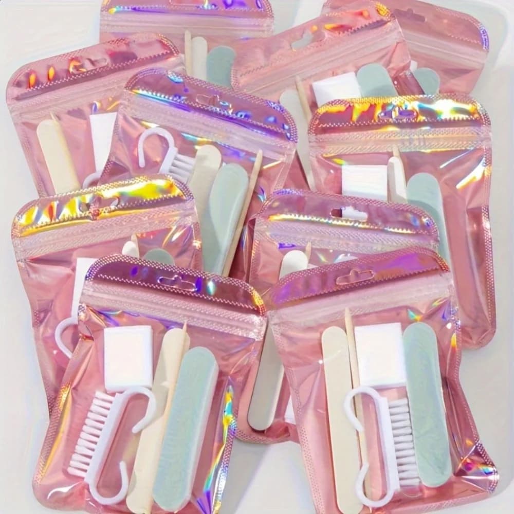 Kit manicure usa e getta da 3/10 pezzi - Kit manicure portatile con mini pelapatate, blocco levigante bifacciale, bastoncino per cuticole in legno